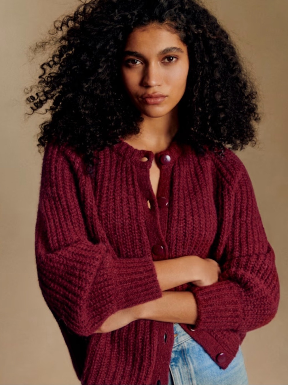 Sezane Emile Burgundy Cardigan XXXL